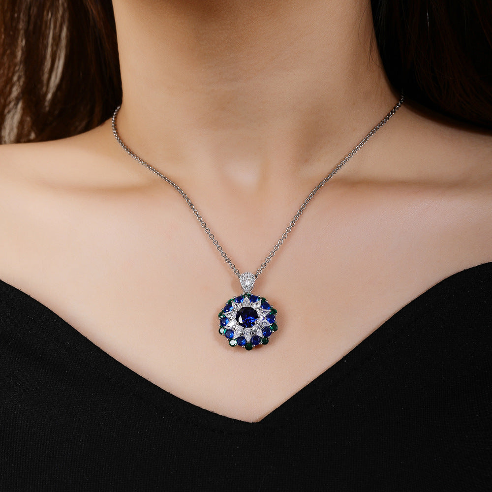Big Round Luxury Flower Pendant Necklace Color Collarbone Chain Necklaces for Women